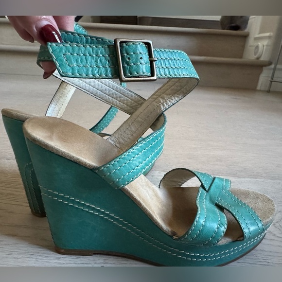 Marc Jacobs Wedge Sandals color- Lagoon size 38 (US 7) - Picture 1 of 16